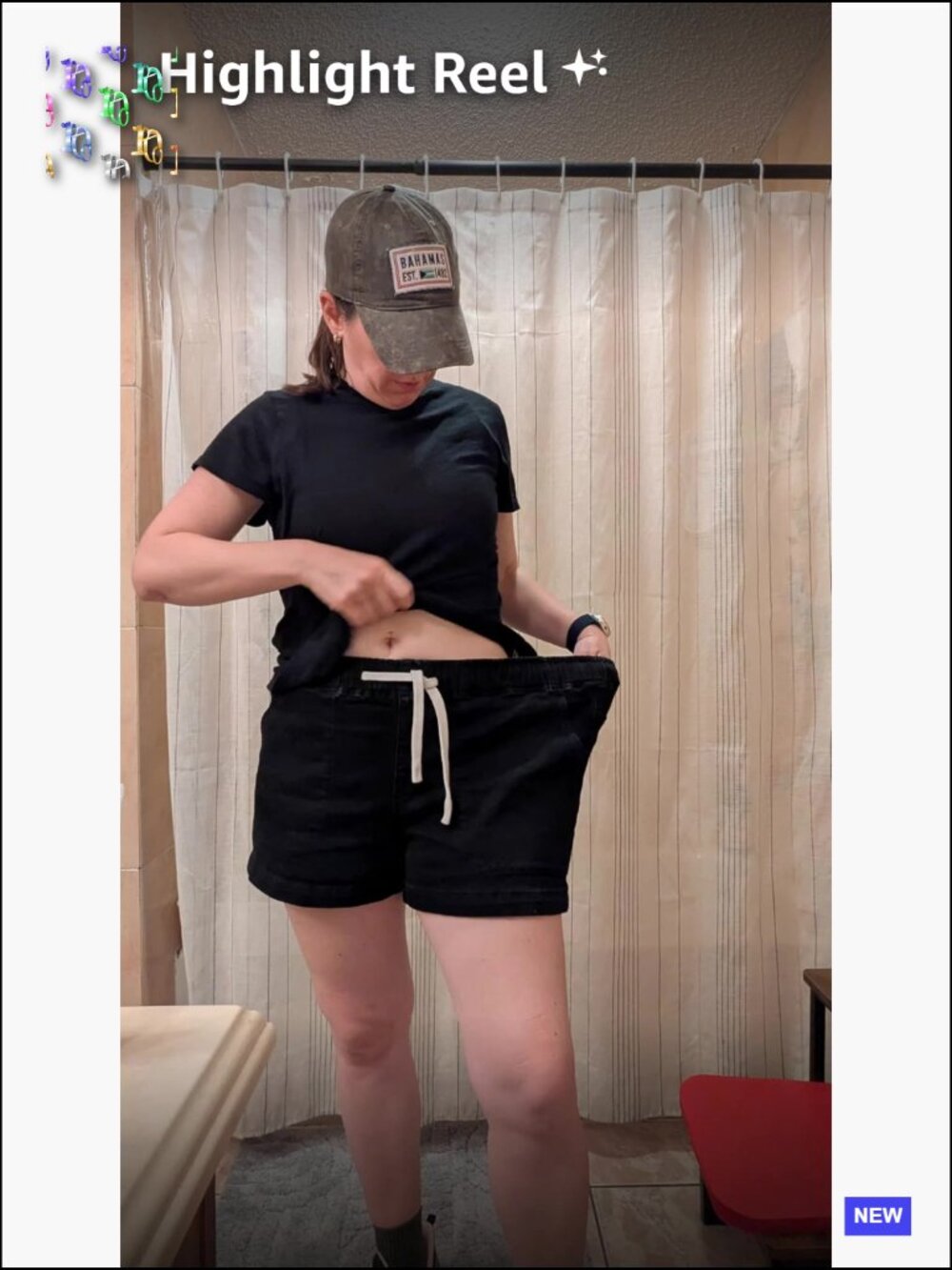 High Waisted Drawstring Elastic Waist Summer Stretchy Denim Jorts with Pockets - Picture 6 of 6
